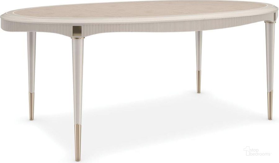 The appearance of Murillo Gold Dining Table 0qd24489961 designed by FineForm in the modern / contemporary interior design. This gold piece of furniture  was selected by 1StopBedrooms from Murillo Collection to add a touch of cosiness and style into your home. Sku: CLA-021-201. Table Base Style: Legs. Table Top Shape: Oval. Material: Metal. Product Type: Dining Table. Size: 46". Image1