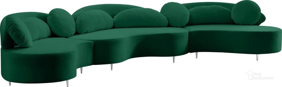 The appearance of Muripara Green Velvet Sectional designed by Furnique in the modern / contemporary interior design. This green velvet piece of furniture  was selected by 1StopBedrooms from Muripara Collection to add a touch of cosiness and style into your home. Sku: 632Green-Sectional-1;632Green-Sectional-2;632Green-Sectional-3. Material: Wood. Product Type: Sectional. Layout: Curved. Image1