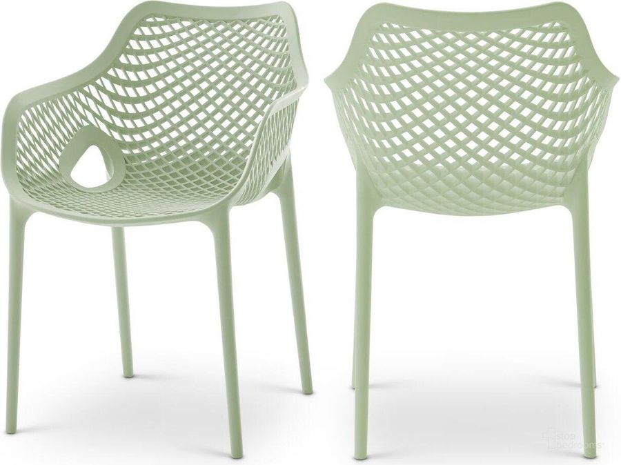 The appearance of Mykonos Mint Outdoor Patio Dining Chair Set of 4 329Mint designed by Meridian in the modern / contemporary interior design. This mint piece of furniture  was selected by 1StopBedrooms from Mykonos Collection to add a touch of cosiness and style into your home. Sku: 329Mint. Material: Polypropylene. Product Type: Outdoor Dining Chair. Image1