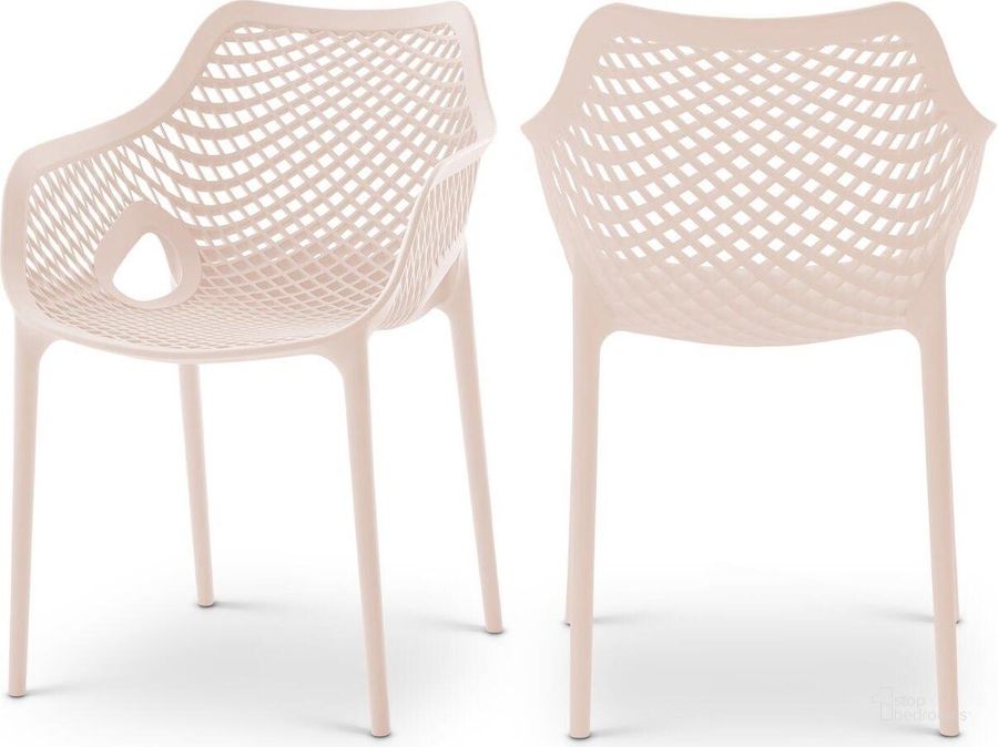 The appearance of Mykonos Pink Outdoor Patio Dining Chair Set of 4 329Pink designed by Meridian in the modern / contemporary interior design. This pink piece of furniture  was selected by 1StopBedrooms from Mykonos Collection to add a touch of cosiness and style into your home. Sku: 329Pink. Material: Polypropylene. Product Type: Outdoor Dining Chair. Image1