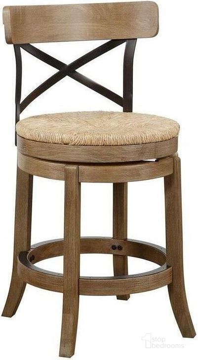 The appearance of Myrtle 24 Inch Swivel Counter Stool In Wheat Wire-Brush designed by Boraam Industries in the rustic / southwestern interior design. This wheat piece of furniture  was selected by 1StopBedrooms from Myrtle Collection to add a touch of cosiness and style into your home. Sku: 76924. Product Type: Barstool. Material: Rubberwood. Image1