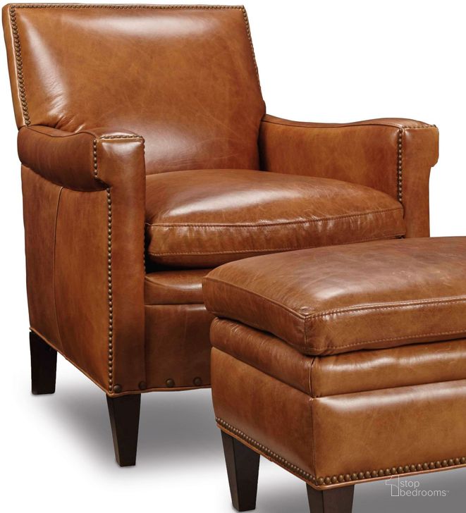 The appearance of Jilian Brown Leather Club Chair designed by Hooker in the traditional interior design. This brown piece of furniture  was selected by 1StopBedrooms from Jilian Collection to add a touch of cosiness and style into your home. Sku: CC419-085. Material: Leather. Product Type: Living Room Chair. Image1