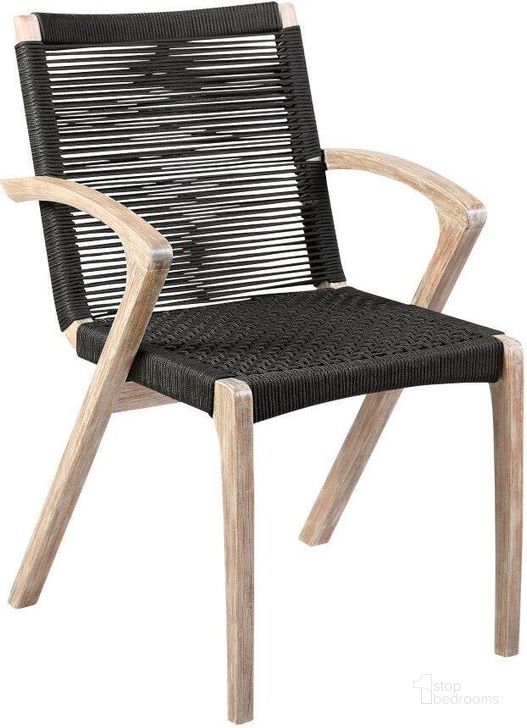 The appearance of Nabila Outdoor Light Eucalyptus Wood And Charcoal Rope Dining Chair designed by Armen Living in the modern / contemporary interior design. This charcoal piece of furniture  was selected by 1StopBedrooms from Nabila Collection to add a touch of cosiness and style into your home. Sku: 840254333413. Material: Wood. Product Type: Outdoor Dining Chair. Image1
