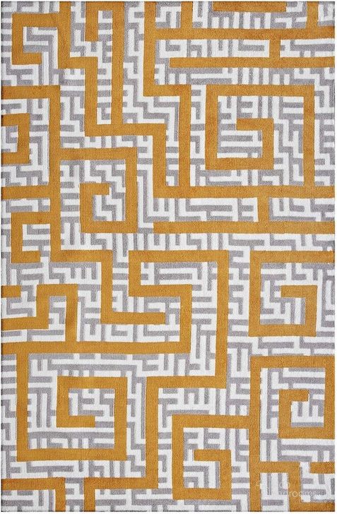 The appearance of Nahia Geometric Maze 8X10 Area Rug In Yellow designed by Modway in the modern / contemporary interior design. This yellow piece of furniture  was selected by 1StopBedrooms from Nahia Collection to add a touch of cosiness and style into your home. Sku: R-1015C-810. Material: Polyester. Product Type: Area Rugs. Image1