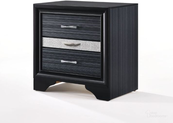 The appearance of Naima Nightstand (Black) designed by ACME in the modern / contemporary interior design. This black piece of furniture  was selected by 1StopBedrooms from Naima Collection to add a touch of cosiness and style into your home. Sku: 25903. Material: Wood. Product Type: Nightstand. Image1