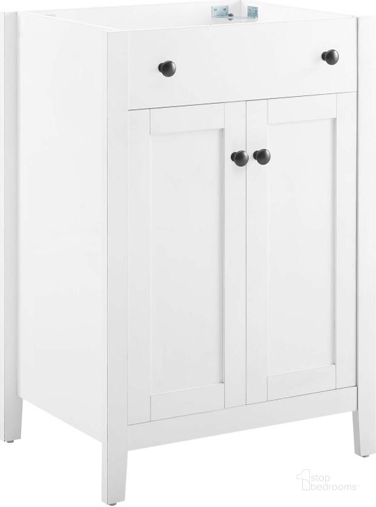 The appearance of Nantucket 24 Inch Bathroom Vanity Cabinet EEI-3875-WHI designed by Modway in the modern / contemporary interior design. This white piece of furniture  was selected by 1StopBedrooms from Nantucket Collection to add a touch of cosiness and style into your home. Sku: EEI-3875-WHI. Material: Wood. Product Type: Bathroom Vanity. Image1