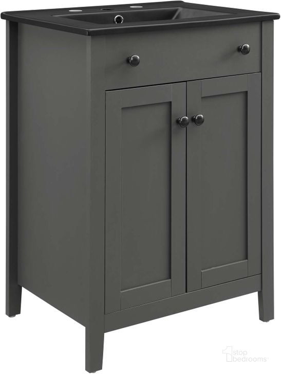 The appearance of Nantucket 24 Inch Bathroom Vanity EEI-5354-GRY-BLK designed by Modway in the modern / contemporary interior design. This gray black piece of furniture  was selected by 1StopBedrooms from Nantucket Collection to add a touch of cosiness and style into your home. Sku: EEI-5354-GRY-BLK. Material: Ceramic. Product Type: Bathroom Vanity. Image1