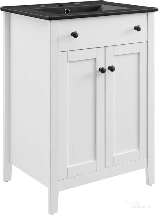 The appearance of Nantucket 24 Inch Bathroom Vanity EEI-5354-WHI-BLK designed by Modway in the modern / contemporary interior design. This white black piece of furniture  was selected by 1StopBedrooms from Nantucket Collection to add a touch of cosiness and style into your home. Sku: EEI-5354-WHI-BLK. Material: Ceramic. Product Type: Bathroom Vanity. Image1