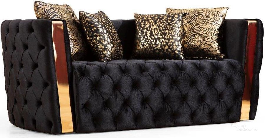 Naomi Button Tufted Loveseat With Velvet Fabric And Gold Accent In