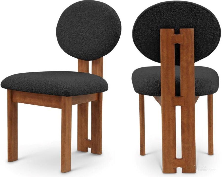 The appearance of Napa Black Boucle Fabric Dining Chair Set of 2 489Black-C designed by Meridian in the transitional interior design. This black piece of furniture  was selected by 1StopBedrooms from Napa Collection to add a touch of cosiness and style into your home. Sku: 489Black-C. Product Type: Dining Chair. Material: Rubberwood. Image1