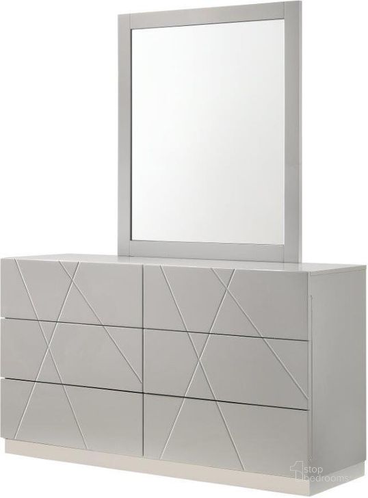 The appearance of Naples Grey Dresser and Mirror designed by J&M in the modern / contemporary interior design. This grey piece of furniture  was selected by 1StopBedrooms from Naples Collection to add a touch of cosiness and style into your home. Sku: 17122-DM. Product Type: Dresser and Mirror. Image1