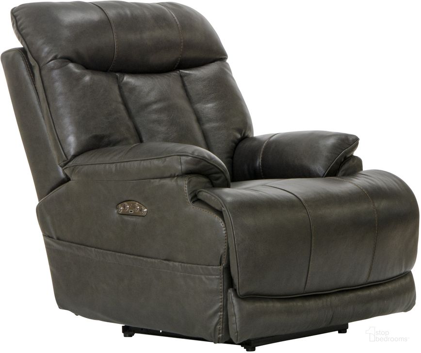 The appearance of Naples Leather Power Lay Flat Recliner with Power Adjustable Headrest In Steel 645677128328308000 designed by Catnapper in the traditional interior design. This steel piece of furniture  was selected by 1StopBedrooms from Naples Collection to add a touch of cosiness and style into your home. Sku: 645677128328308328. Material: Leather. Product Type: Recliner. Image1