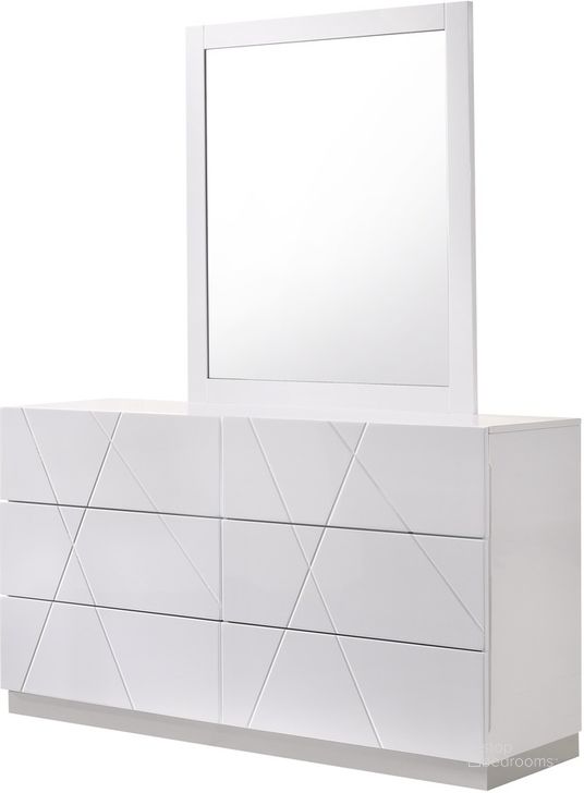 The appearance of Naples White Lacquer Dresser and Mirror designed by J&M in the modern / contemporary interior design. This white piece of furniture  was selected by 1StopBedrooms from Naples Collection to add a touch of cosiness and style into your home. Sku: 17686-DM. Material: Wood. Product Type: Dresser. Image1