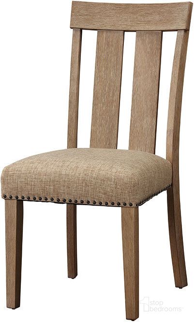 The appearance of Nathaniel Slatted Back Side Chair (Set of 2) designed by ACME in the transitional interior design. This maple piece of furniture  was selected by 1StopBedrooms from Nathaniel Collection to add a touch of cosiness and style into your home. Sku: 62332. Material: Wood. Product Type: Dining Chair. Image1