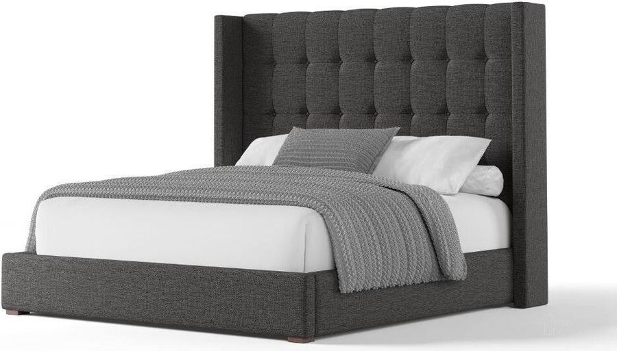 The appearance of Nativa Interiors Aylet Box Tufted Upholstered Medium 67 Inch California King Charcoal Bed designed by Nativa Interiors in the modern / contemporary interior design. This charcoal piece of furniture  was selected by 1StopBedrooms from Aylet Collection to add a touch of cosiness and style into your home. Sku: BED-AYLET-BOX-MID-CA-PF-CHARCOAL. Bed Type: Panel Bed. Product Type: Panel Bed. Bed Size: California King. Material: Plywood. Image1