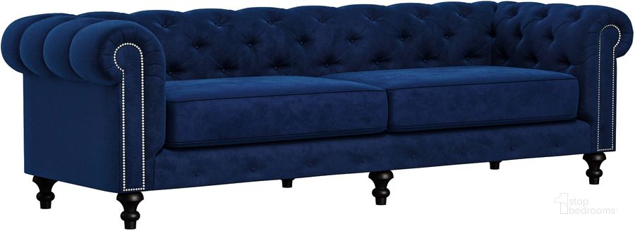The appearance of Nativa Interiors London Tufted Deep Plush 103 Inch Sofa In Blue designed by Nativa Interiors in the modern / contemporary interior design. This blue piece of furniture  was selected by 1StopBedrooms from London Collection to add a touch of cosiness and style into your home. Sku: SOF-LONDON-103-DP-MF-BLUE. Product Type: Sofa. Material: Plywood. Image1