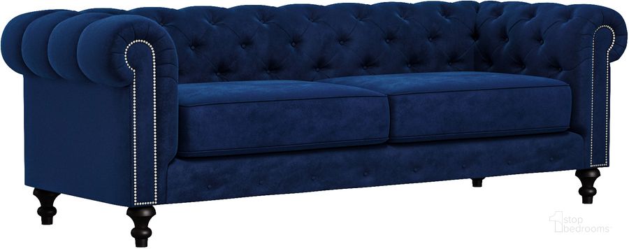 The appearance of Nativa Interiors London Tufted Deep Plush 90 Inch Sofa In Blue designed by Nativa Interiors in the modern / contemporary interior design. This blue piece of furniture  was selected by 1StopBedrooms from London Collection to add a touch of cosiness and style into your home. Sku: SOF-LONDON-90-DP-MF-BLUE. Product Type: Sofa. Material: Plywood. Image1