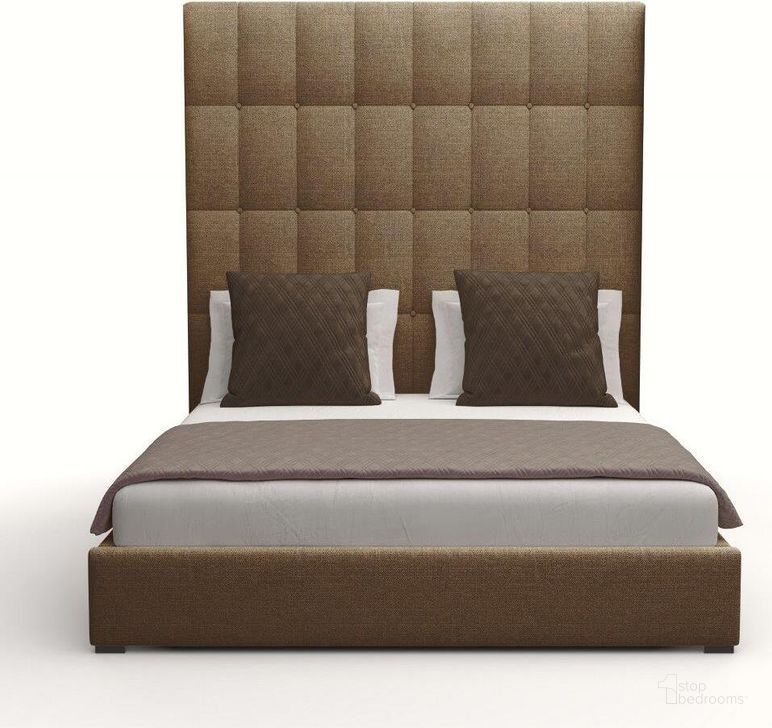 The appearance of Nativa Interiors Moyra Box Tufted Upholstered High 87 Inch California King Brown Bed designed by Nativa Interiors in the modern / contemporary interior design. This brown piece of furniture  was selected by 1StopBedrooms from Moyra Collection to add a touch of cosiness and style into your home. Sku: BED-MOYRA-BOX-HI-CA-PF-BROWN. Bed Type: Panel Bed. Material: Wood. Product Type: Panel Bed. Bed Size: California King. Image1