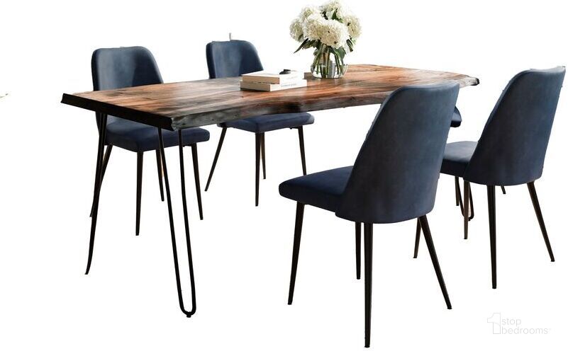 The appearance of Nature'S Edge Five Piece Solid Acacia Dining Set With Upholstered Mid-Century Modern Chairs In Blueberry 1781-79D-4-DOXCHBLB designed by Jofran in the modern / contemporary interior design. This blueberry piece of furniture  was selected by 1StopBedrooms from Nature'S Edge Collection to add a touch of cosiness and style into your home. Sku: 1781-79D-4-DOXCHBLB. Product Type: Dining Room Set. Material: Plywood. Image1