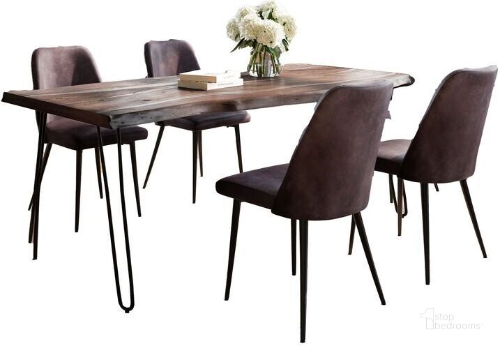 The appearance of Nature'S Edge Five Piece Solid Acacia Dining Set With Upholstered Mid-Century Modern Chairs In Brown 1981-79D-4-DOXCHDBN designed by Jofran in the modern / contemporary interior design. This dark brown piece of furniture  was selected by 1StopBedrooms from Nature'S Edge Collection to add a touch of cosiness and style into your home. Sku: 1981-79D-4-DOXCHDBN. Product Type: Dining Room Set. Material: Plywood. Image1