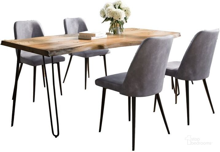 The appearance of Nature'S Edge Five Piece Solid Acacia Dining Set With Upholstered Mid-Century Modern Chairs In Natural and Grey designed by Jofran in the modern / contemporary interior design. This natural and grey piece of furniture  was selected by 1StopBedrooms from Nature'S Edge Collection to add a touch of cosiness and style into your home. Sku: 1985-79D-4-DOXCHGRY. Product Type: Dining Room Set. Material: Plywood. Image1