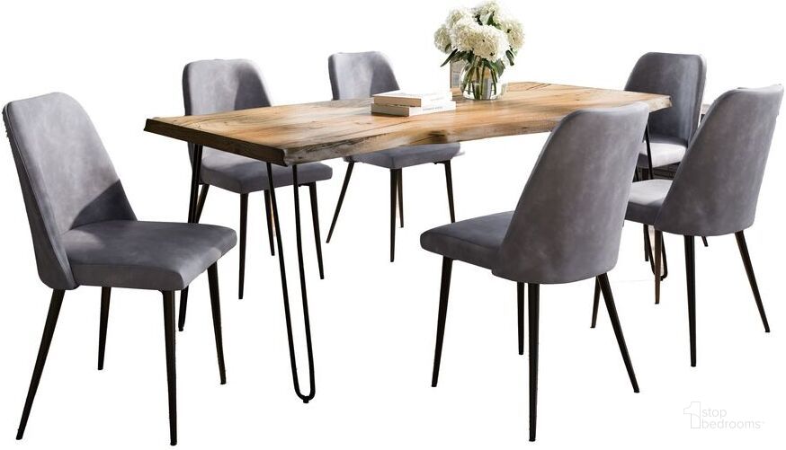 The appearance of Nature'S Edge Seven Piece Solid Acacia Dining Set With Upholstered Mid-Century Modern Chairs In Natural and Grey designed by Jofran in the modern / contemporary interior design. This natural and grey piece of furniture  was selected by 1StopBedrooms from Nature'S Edge Collection to add a touch of cosiness and style into your home. Sku: 1985-79D-6-DOXCHGRY. Product Type: Dining Room Set. Material: Plywood. Image1