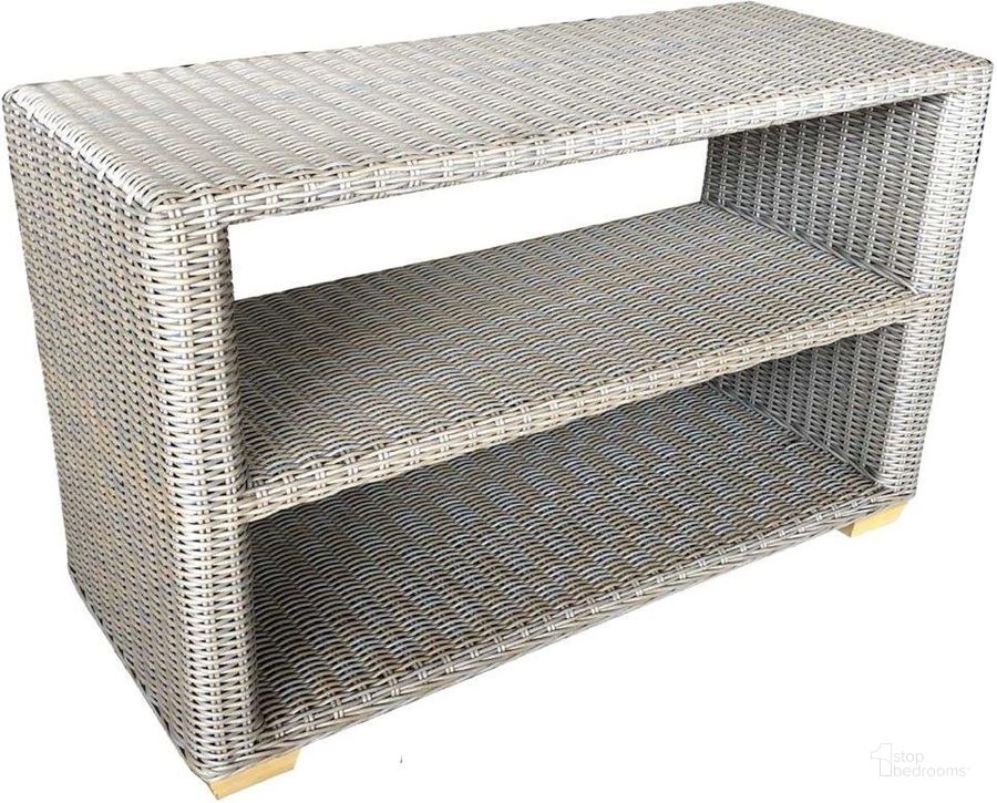 The appearance of Nautilus Grey Outdoor Console with Serving Table designed by Padmas Plantation in the modern / contemporary interior design. This grey piece of furniture  was selected by 1StopBedrooms from Nautilus Collection to add a touch of cosiness and style into your home. Sku: OL-NAU07. Product Type: Outdoor Table. Material: Wicker. Image1