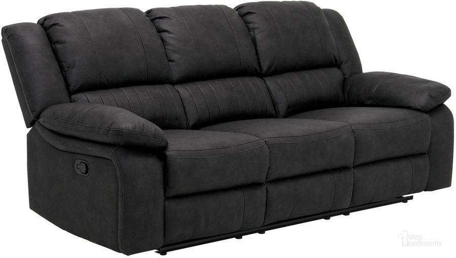 The appearance of Navaro Reclining Sofa In Black designed by Emerald Home Furnishings in the modern / contemporary interior design. This black piece of furniture  was selected by 1StopBedrooms from Navaro Collection to add a touch of cosiness and style into your home. Sku: U7120-00-06. Material: Metal. Product Type: Sofa. Image1