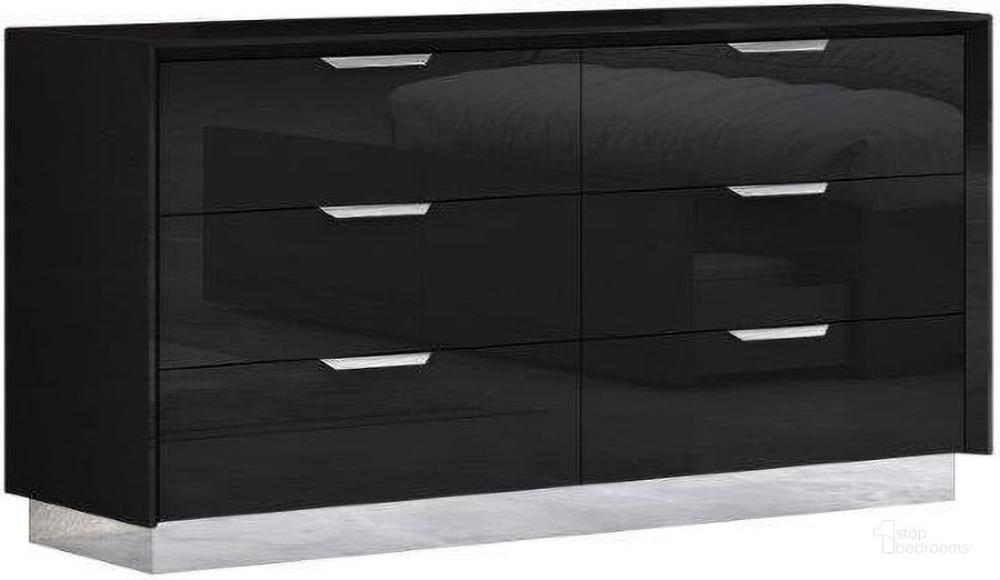 The appearance of Navi Black Double Dresser designed by Whiteline Modern Living in the modern / contemporary interior design. This high gloss black piece of furniture  was selected by 1StopBedrooms from Navi Collection to add a touch of cosiness and style into your home. Sku: DR1354-BLK. Material: Wood. Product Type: Dresser. Image1