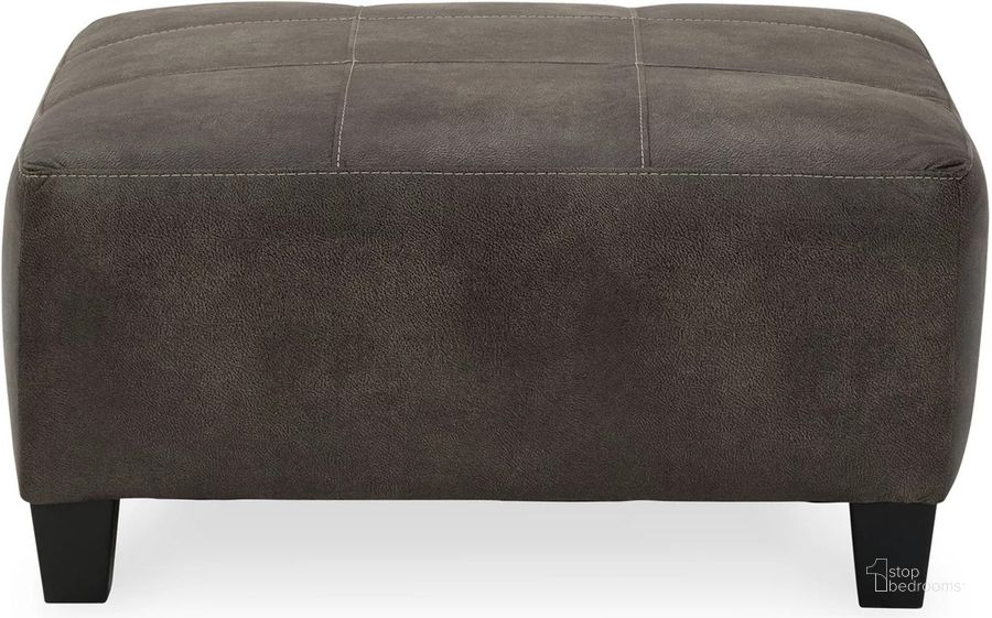 The appearance of Navi Oversized Accent Ottoman In Smoke designed by Signature Design by Ashley in the modern / contemporary interior design. This smoke piece of furniture  was selected by 1StopBedrooms from Navi Collection to add a touch of cosiness and style into your home. Sku: 9400208. Material: Fabric. Product Type: Ottoman. Image1