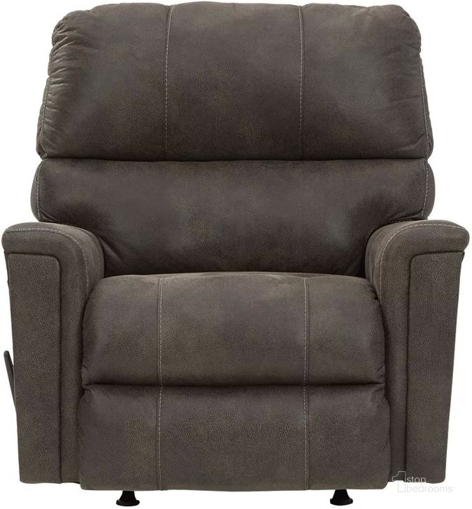 The appearance of Navi Rocker Recliner In Smoke designed by Signature Design by Ashley in the modern / contemporary interior design. This smoke piece of furniture  was selected by 1StopBedrooms from Navi Collection to add a touch of cosiness and style into your home. Sku: 9400225. Material: Fabric. Product Type: Rocker Recliner. Image1