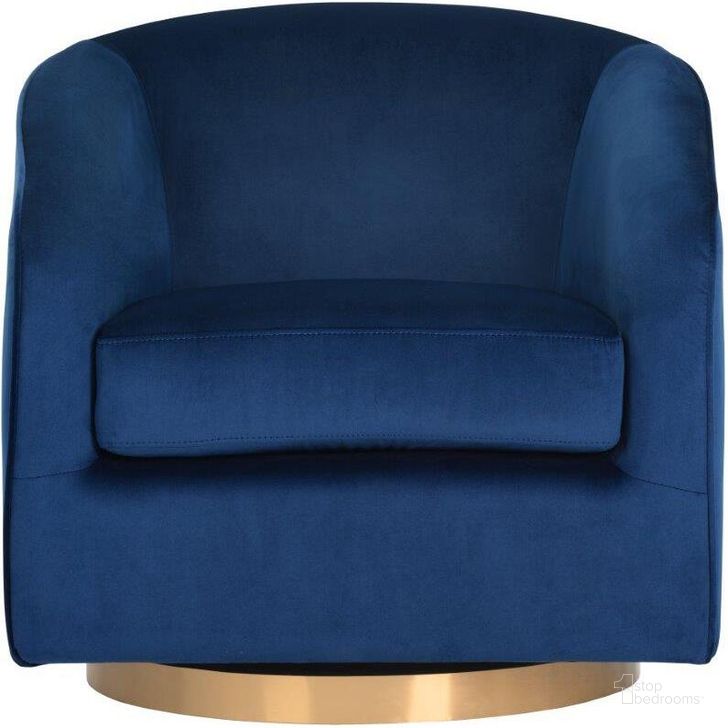 The appearance of Navy Sky Hazel Swivel Chair designed by Sunpan in the modern / contemporary interior design. This blue piece of furniture  was selected by 1StopBedrooms from  to add a touch of cosiness and style into your home. Sku: 104001. Material: Fabric. Product Type: Accent Chair. Image1