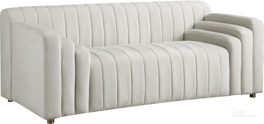 The appearance of Naya Cream Velvet Loveseat designed by Meridian in the modern / contemporary interior design. This cream velvet piece of furniture  was selected by 1StopBedrooms from Naya Collection to add a touch of cosiness and style into your home. Sku: 637Cream-L. Product Type: Loveseat. Material: Velvet. Image1