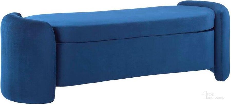 The appearance of Nebula Midnight Blue Upholstered Performance Velvet Bench designed by Modway in the modern / contemporary interior design. This midnight blue piece of furniture  was selected by 1StopBedrooms from Nebula Collection to add a touch of cosiness and style into your home. Sku: EEI-6054-MID. Material: Wood. Product Type: Bench. Image1
