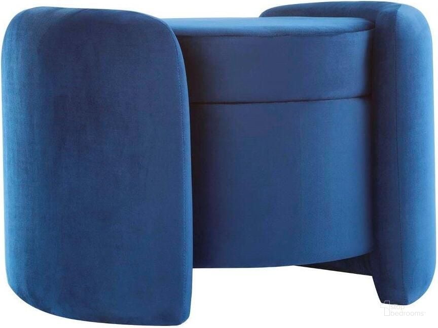 The appearance of Nebula Midnight Blue Upholstered Performance Velvet Ottoman designed by Modway in the modern / contemporary interior design. This midnight blue piece of furniture  was selected by 1StopBedrooms from Nebula Collection to add a touch of cosiness and style into your home. Sku: EEI-6055-MID. Material: Wood. Product Type: Ottoman. Image1
