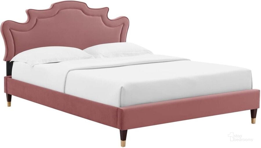The appearance of Neena Performance Velvet Full Bed In Dusty Rose designed by Modway in the  interior design. This dusty rose piece of furniture  was selected by 1StopBedrooms from Neena Collection to add a touch of cosiness and style into your home. Sku: MOD-6810-DUS. Bed Type: Platform Bed. Product Type: Platform Bed. Bed Size: Full. Material: MDF. Image1