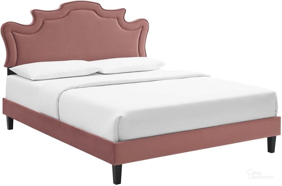 The appearance of Neena Performance Velvet Full Bed In Dusty Rose designed by Modway in the  interior design. This dusty rose piece of furniture  was selected by 1StopBedrooms from Neena Collection to add a touch of cosiness and style into your home. Sku: MOD-6815-DUS. Bed Type: Platform Bed. Product Type: Platform Bed. Bed Size: Full. Material: MDF. Image1