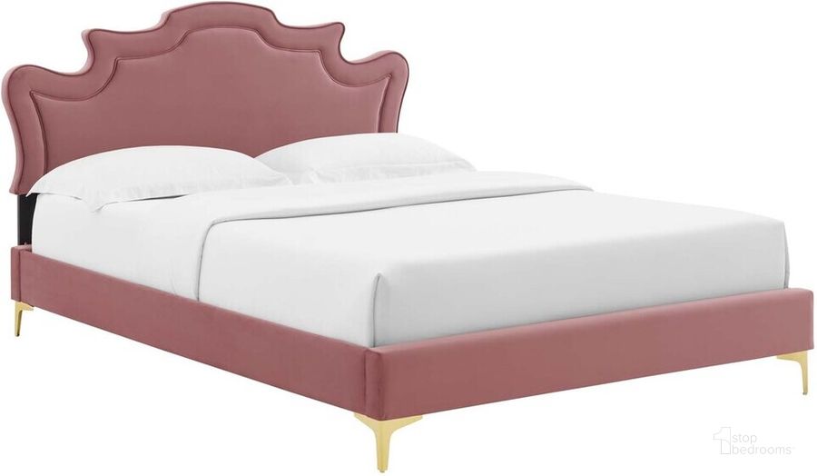The appearance of Neena Performance Velvet King Bed In Dusty Rose designed by Modway in the  interior design. This dusty rose piece of furniture  was selected by 1StopBedrooms from Neena Collection to add a touch of cosiness and style into your home. Sku: MOD-6835-DUS. Bed Type: Platform Bed. Product Type: Platform Bed. Bed Size: King. Material: MDF. Image1