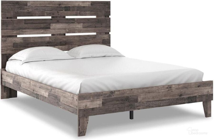 The appearance of Neilsville Multi Gray Queen Platform Bed designed by Signature Design by Ashley in the transitional interior design. This multi gray piece of furniture  was selected by 1StopBedrooms from Neilsville Collection to add a touch of cosiness and style into your home. Sku: EB2120-113;EB2120-157. Bed Type: Platform Bed. Material: Wood. Product Type: Platform Bed. Bed Size: Queen. Image1