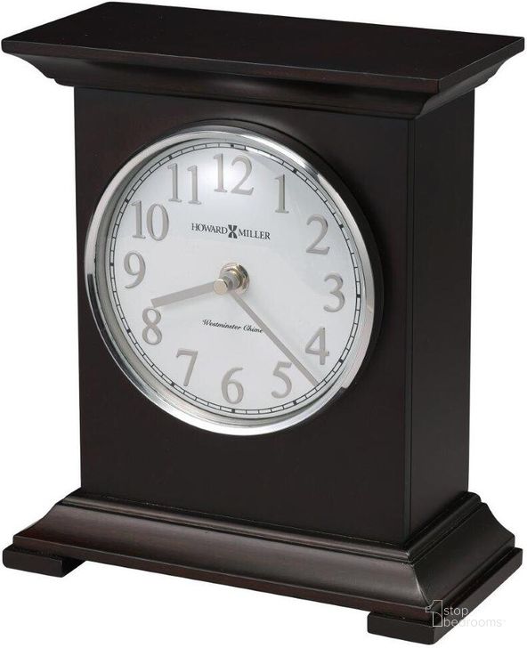 The appearance of Nell Mantel Clock In Black Coffee designed by Howard Miller in the traditional interior design. This black piece of furniture  was selected by 1StopBedrooms from Nell Collection to add a touch of cosiness and style into your home. Sku: 635235. Product Type: Clock. Image1