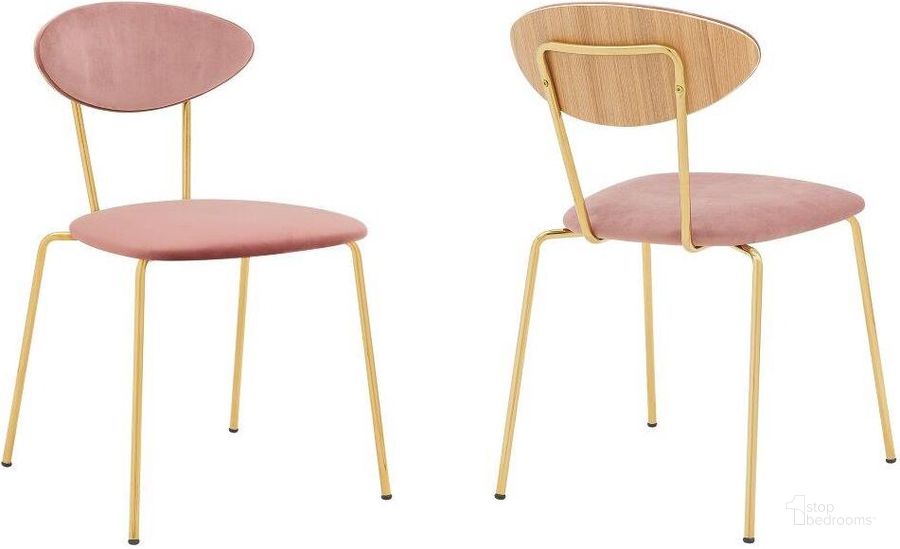 The appearance of Neo Modern Pink Velvet And Gold Metal Leg Dining Room Chair designed by Armen Living in the modern / contemporary interior design. This pink piece of furniture  was selected by 1StopBedrooms from Neo Collection to add a touch of cosiness and style into your home. Sku: LCNESIGLPNK. Material: Metal. Product Type: Dining Chair. Image1