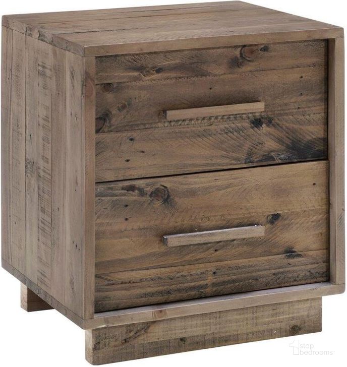 The appearance of Nevada Nightstand In Dark Driftwood designed by LH Imports in the rustic / southwestern interior design. This brown piece of furniture  was selected by 1StopBedrooms from Nevada Collection to add a touch of cosiness and style into your home. Sku: NVD002. Product Type: Nightstand. Material: Pine. Image1