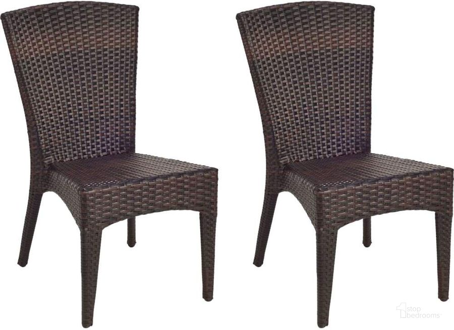 The appearance of New Castle Tiger Stripe Wicker Side Chair designed by Safavieh in the modern / contemporary interior design. This black and brown piece of furniture  was selected by 1StopBedrooms from New Collection to add a touch of cosiness and style into your home. Sku: PAT1016A-SET2. Material: Aluminum. Product Type: Side Chair. Image1