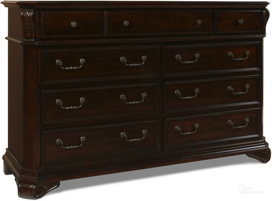 The appearance of New Classic Emilie 9 Drawer Dresser In English Tudor Finish 1841 050 designed by New Classic in the modern / contemporary interior design. This english tudor piece of furniture  was selected by 1StopBedrooms from Emilie Collection to add a touch of cosiness and style into your home. Sku: BH1841-050. Material: Wood. Product Type: Dresser. Image1