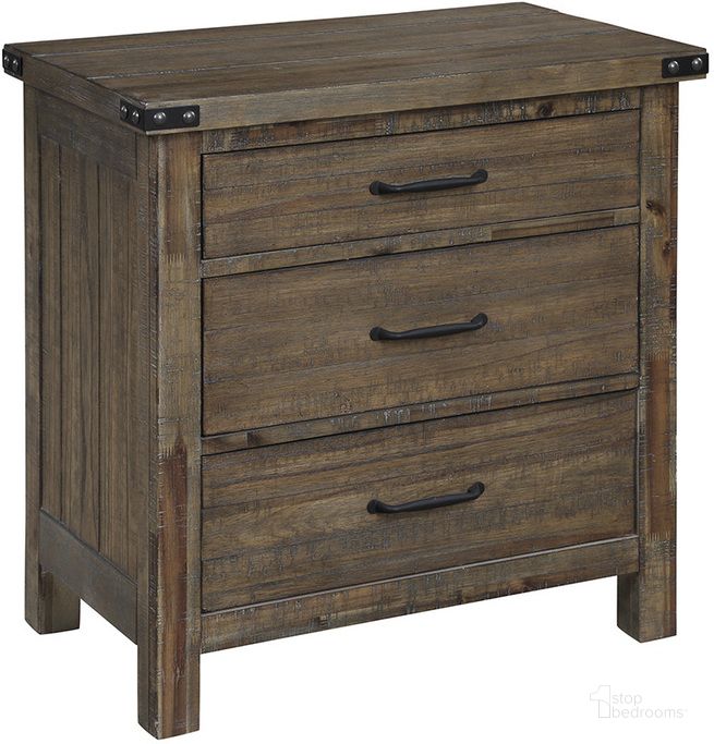 The appearance of New Classic Furniture Galleon Nightstand In Weathered Walnut B1111 040 designed by New Classic in the transitional interior design. This other colors piece of furniture  was selected by 1StopBedrooms from Galleon Collection to add a touch of cosiness and style into your home. Sku: B1111-040. Material: Wood. Product Type: Nightstand. Image1