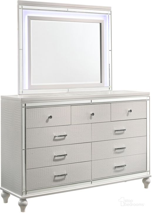 The appearance of New Classic Furniture Valentino 9 Drawer Dresser In White Ba9698W 050 designed by New Classic in the modern / contemporary interior design. This white piece of furniture  was selected by 1StopBedrooms from Valentino Collection to add a touch of cosiness and style into your home. Sku: BA9698W-050. Material: Wood. Product Type: Dresser. Image1