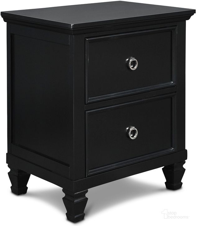 The appearance of New Classic Tamarack 2 Drawer Nightstand In Black 00 045 040 designed by New Classic in the country / farmhouse interior design. This black piece of furniture  was selected by 1StopBedrooms from Tamarack Collection to add a touch of cosiness and style into your home. Sku: BB044B-040. Material: Wood. Product Type: Nightstand. Image1