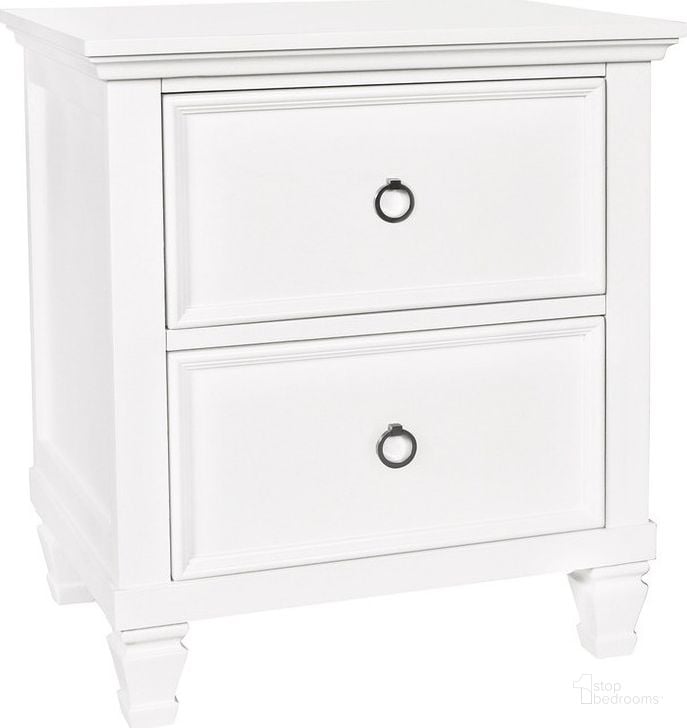 The appearance of New Classic Tamarack 2 Drawer Nightstand In White 00 044 040 designed by New Classic in the country / farmhouse interior design. This white piece of furniture  was selected by 1StopBedrooms from Tamarack Collection to add a touch of cosiness and style into your home. Sku: BB044W-040. Material: Wood. Product Type: Nightstand. Image1