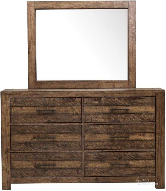 The appearance of Dakota Amber Landscape Mirror In Brown designed by Samuel Lawrence in the rustic / southwestern interior design. This brown piece of furniture  was selected by 1StopBedrooms from  to add a touch of cosiness and style into your home. Sku: S290-030. Material: Wood. Product Type: Mirror. Image1