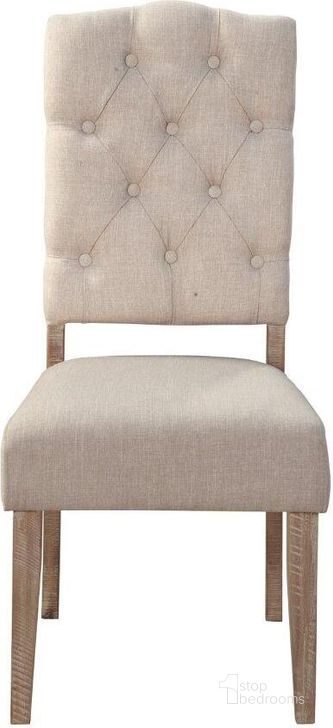 The appearance of Newberry Set Of 2 Button Tufted Parson Chairs In Weathered Natural designed by Alpine in the country / farmhouse interior design. This natural piece of furniture  was selected by 1StopBedrooms from Newberry Collection to add a touch of cosiness and style into your home. Sku: 2068-02. Material: Wood. Product Type: Side Chair. Image1